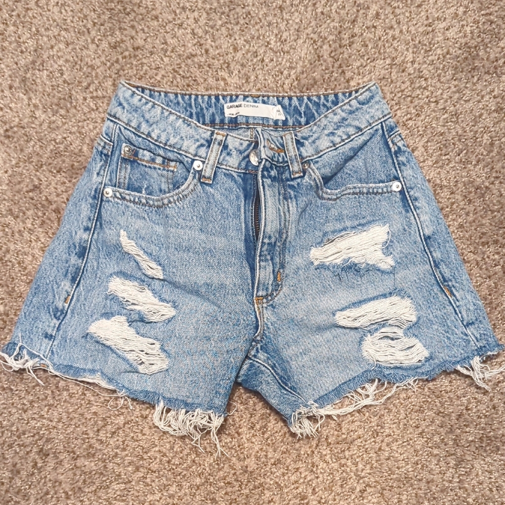 Garage Light Blue Distressed Jean Shorts